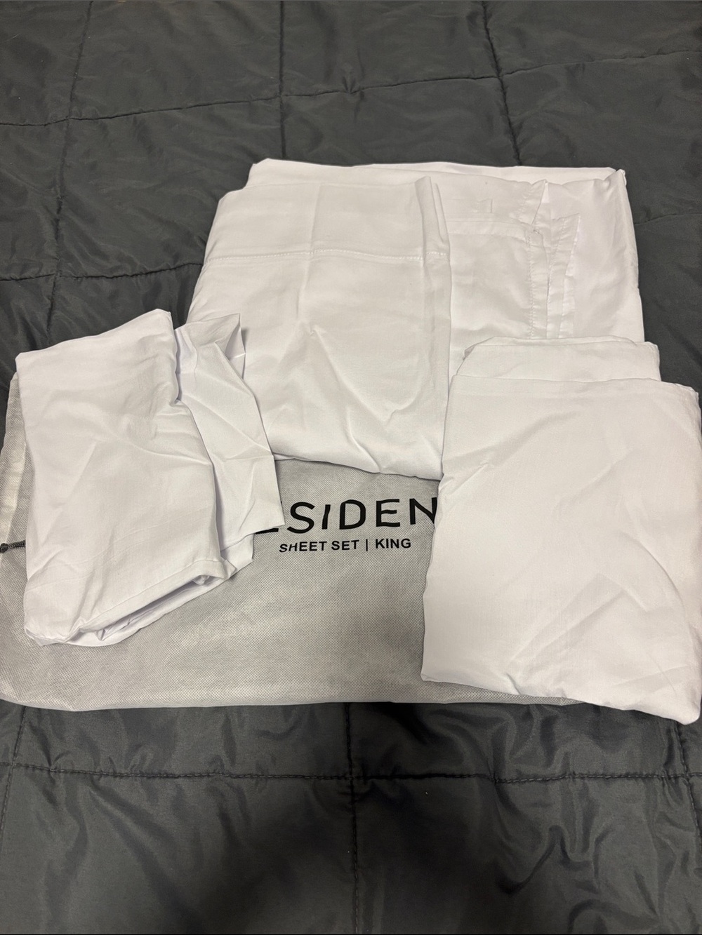 Resident NWOT White King Sheet Set